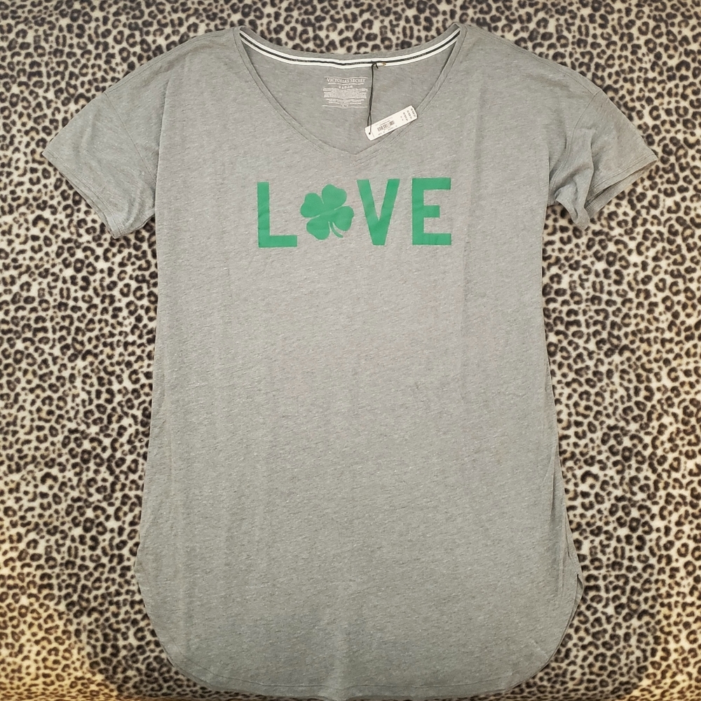 2016 Victoria's Secret St. Patrick's Day Gray Sleep Shirt, L🍀VE (LOVE), M, NWT